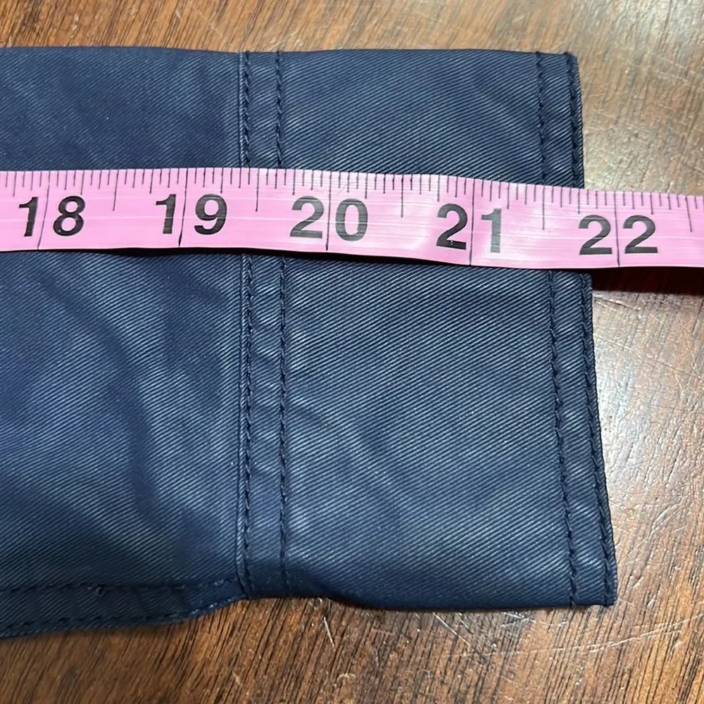 J Crew Navy Blue Gold Snap Waxed Utility Rain Jacket Sz XXS EUC